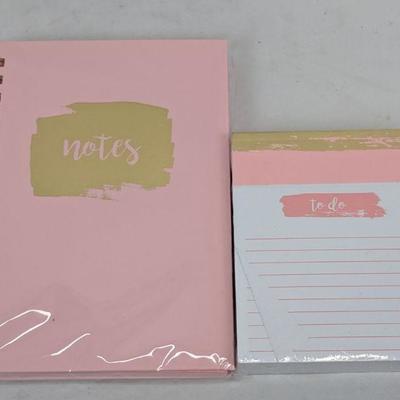 Pink/Gold Notebooks, To-Do List Pad - New