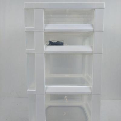 IRIS 4-Drawer Storage Cart with Organizer Top, White, With Wheels - New