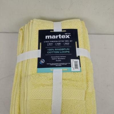 Martex Yellow Towels: 2 Bath, 2 Hand, 2 Wash - New