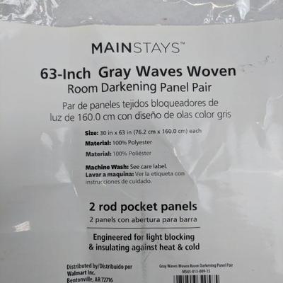 Mainstays Room Darkening Panel Pair, Gray, Waves, 30