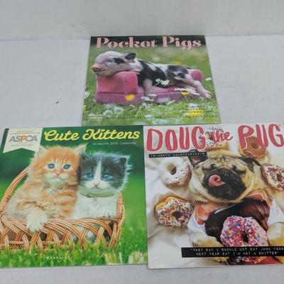 Pocket Pigs, Cute Kittens, Doug The Pug Calendars, 2019 - New
