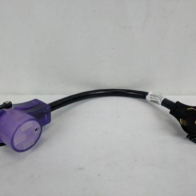 Power Adapter Cable Male 30 Amp 125V to Female 50 Amp 125V/250V - Purple/Black