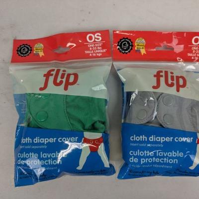 Flip Cloth Diaper Cover, Green & Gray, 0S - New