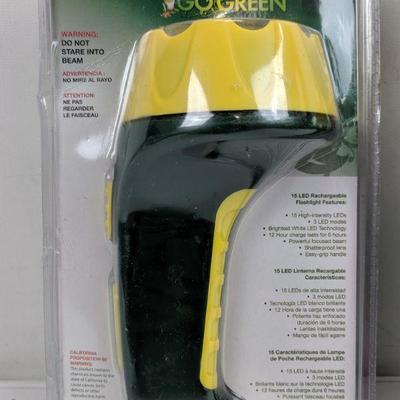 Go Green Rechargeable Flashlights, 2 Pack, LED - New