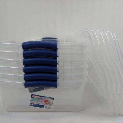 Sterilite 30L Clear Storage Containers, Set of 6 - New