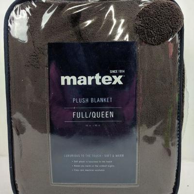 Martex Plush Blanket, Brown, Full/Queen - New