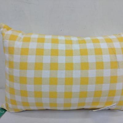 Pioneer Woman Decorative Pillow, Yellow Check/Flowers, 12