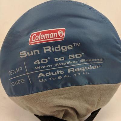 Coleman Sleeping Bag, Blue, Adult Regular - New