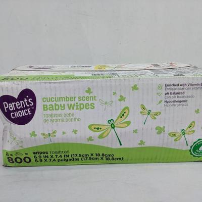 Parent's Choice Cucumber Scent Baby Wipes, 800 Ct - New