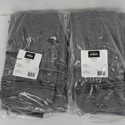 Eclipse Kenley Rod Pocket Curtain Panels, Charcoal, Set of 2 - New