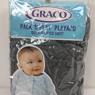 Graco Pack n Play Fitted Sheet, Gray & Playard Mattress Pad Pink 27