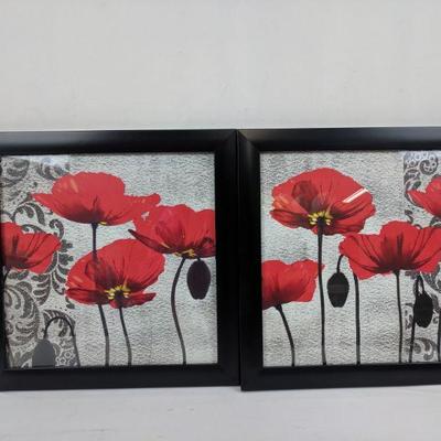 Red Flower Print With Black Frame, 14