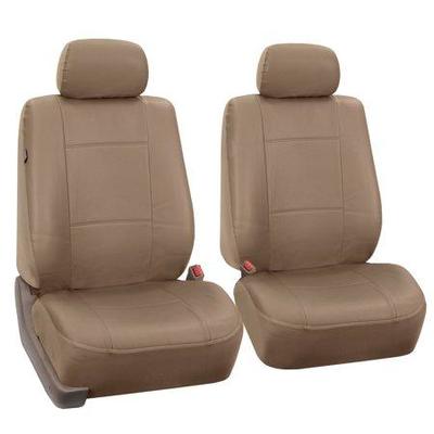 Faux Leather Car Seat Covers, Airbag Compatible, Tan, 2 Pieces - New