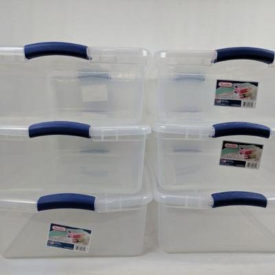 Sterilite 30L Clear Storage Containers, Set of 6 - New