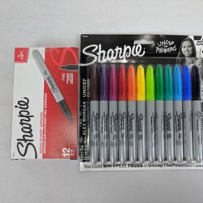 Sharpie Fine Permanent Markers 12 ct & Colorful Permanent Markers 12 ct - New