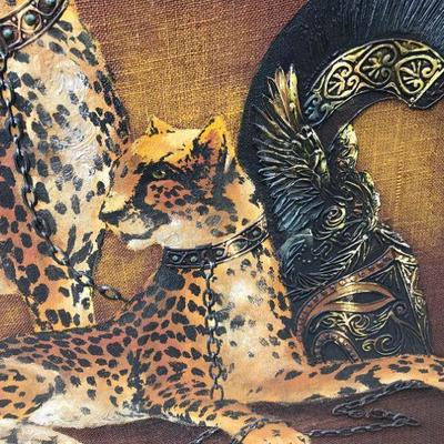 Mid-Century Modern Burlap Cheetah