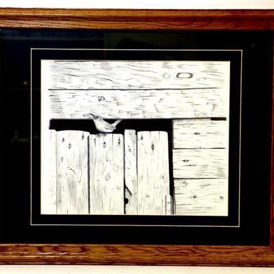 Dennet Woodland Bird Lithograph Print in Frame - A-028