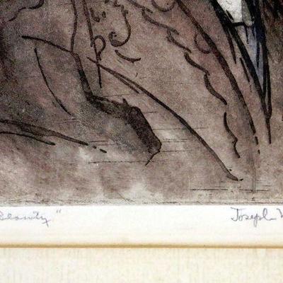 "Oriental Beauty" Antique Lithograph Signed by Artist - A-037