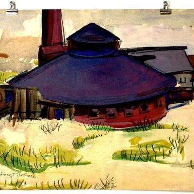 1940's Watercolor/Pastel Painting Signed Vincent Drennan 24