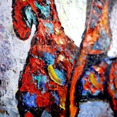 Original Oil Painting - Red Horse/Horse and Rider after Marino Marini, on Canvas