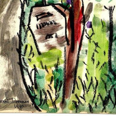 circa 1942 Watercolor 24" x 18" Signed Vincent Drennan #051