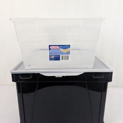 Sterilite Plastic Bin & Storex Box W/ Lid - Cracked
