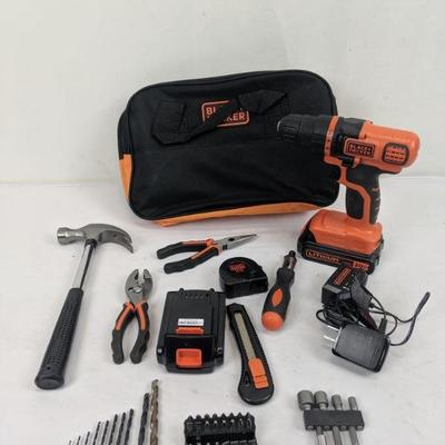 Black + Decker 20V Max Cordless Drill, Tools, Accessories - Tested Works