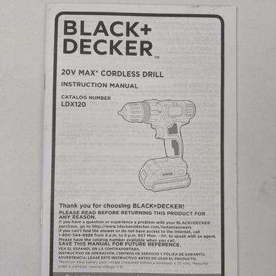 Black + Decker 20V Max Cordless Drill, Tools, Accessories - Tested Works