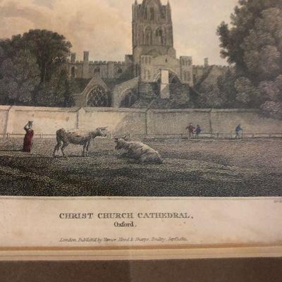 Lot 121 Framed litho graph Oxford Cathedral 