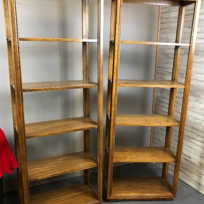 Lot 382 2 Pecan Finish - open ended display / book shelf