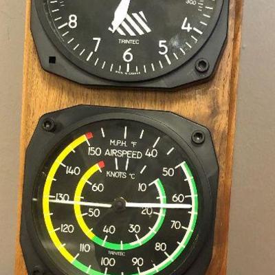 Lot 75 Flight Lines Company Clock and Thermometer with Airspeed and Altimeter