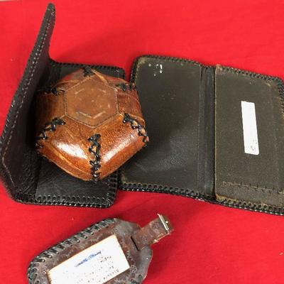 Lot 252 Lot of Leather items: Wallets, Luggage Ta