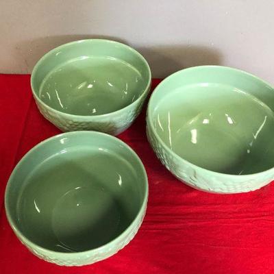 Lot 115 Set of Sage color Nesting Mixing / serving bowls 