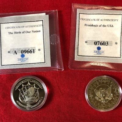 Lot 238 2 American Mint Commemorative Coins 