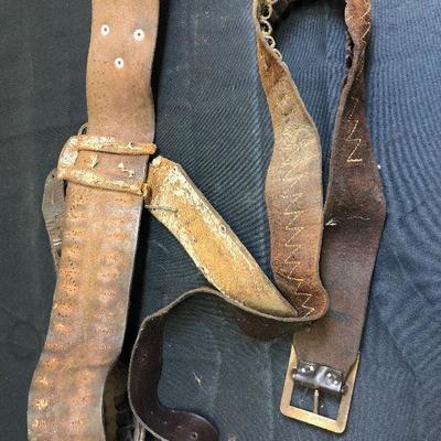 Lot 4 Antique Leather Shell or gun belts