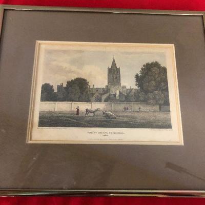 Lot 121 Framed litho graph Oxford Cathedral 