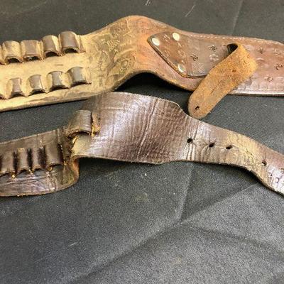 Lot 4 Antique Leather Shell or gun belts