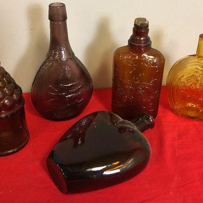 Lot 136 Antique Bottles Amber and Purple 