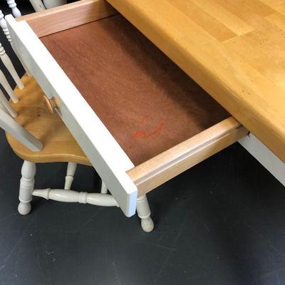 Lot 118 Farm House Style White Butcher Block Table 4 chairs