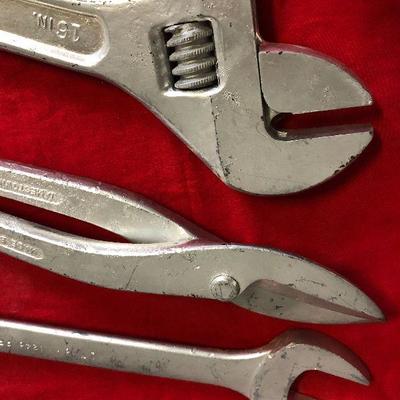 Lot 110 EXTRA Large Tin snips and Wrenches