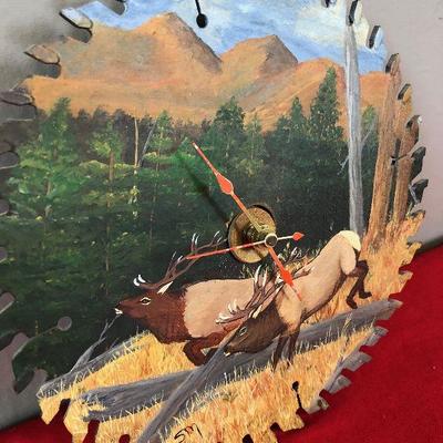 Lot 292 Painted Saw Blade Clock of Rocky Mountain Clock