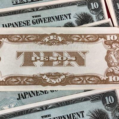 Lot 145 Lot of Japanese Ten Peso paper bills 