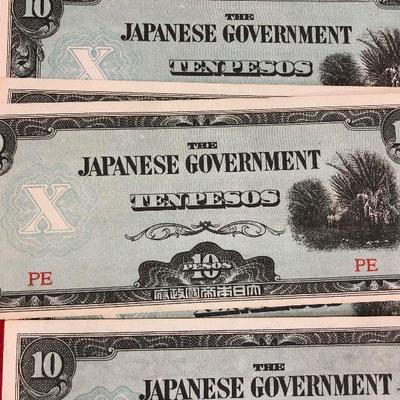 Lot 145 Lot of Japanese Ten Peso paper bills 