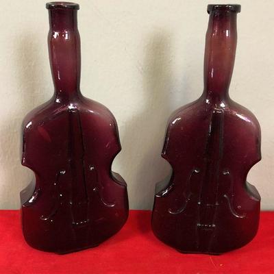 Lot 266 2 Purple Violin Shaped Bottles 