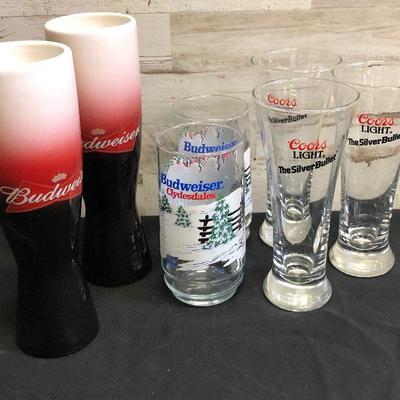 Lot 2 Coors and Budweiser Glasses