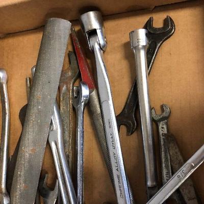 Lot 106 Tools - socket wrenches, files, end wrenches