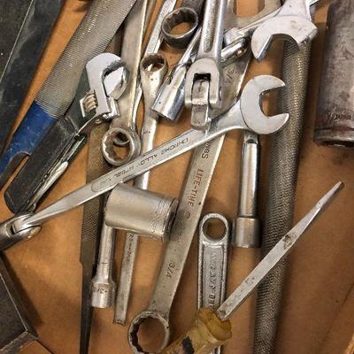 Lot 106 Tools - socket wrenches, files, end wrenches