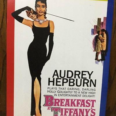 NEW; Breakfast at Tiffany's Audrey Hepburn Tin Metal Sign Movie 