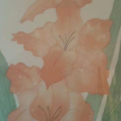 GLADIOLA FLOWER & GOLDEN BINDWEED PICTURE TWO PRINTS MORAN MORAN