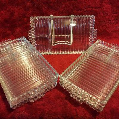 7 luncheon plates by the Hazel Atlas company, in the Ball and Ribbed pattern 